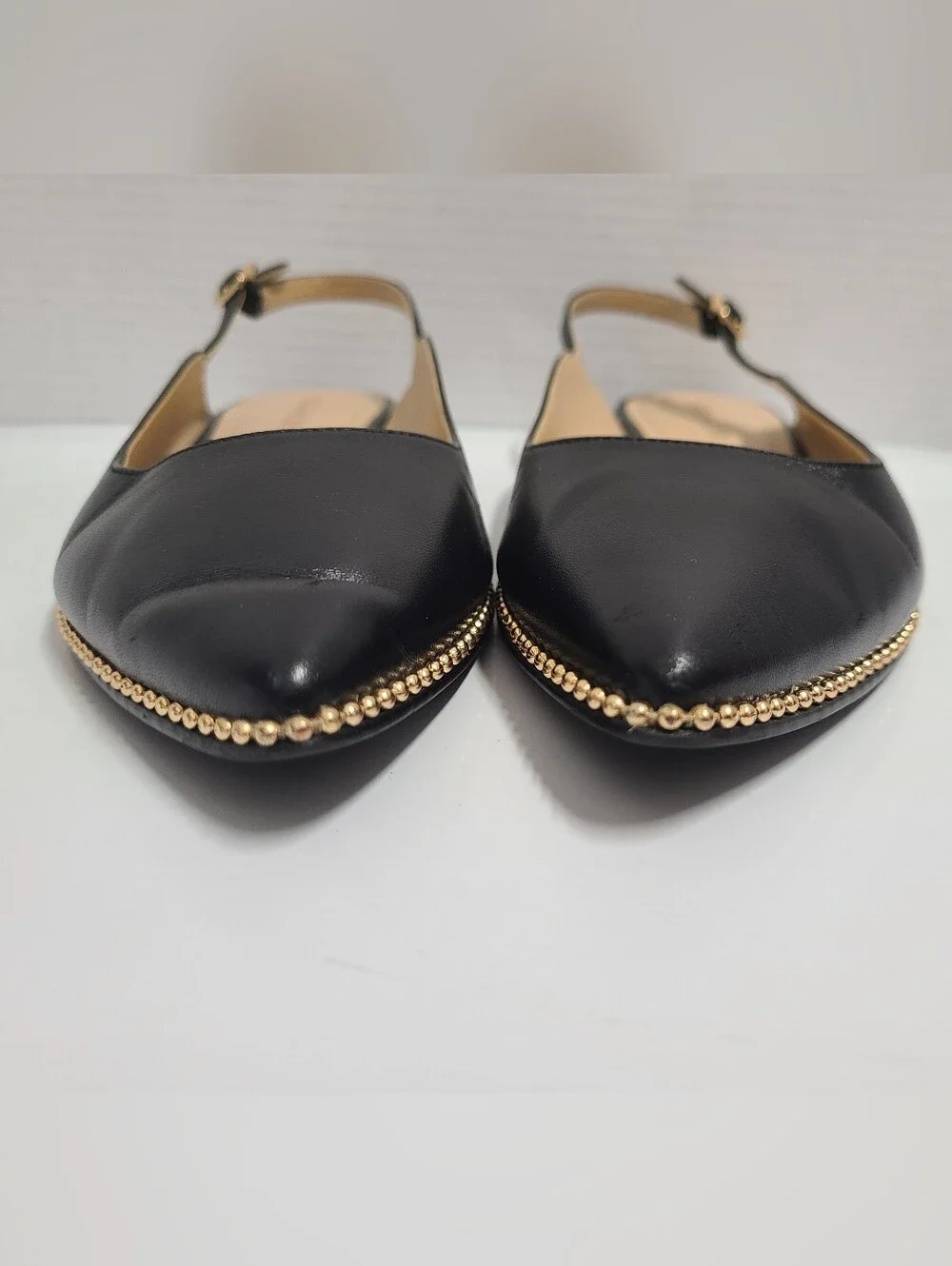 Coach Black Leather Vae Skimmer Studded Slingback Flats Sz 8 - Picture 7 of 14